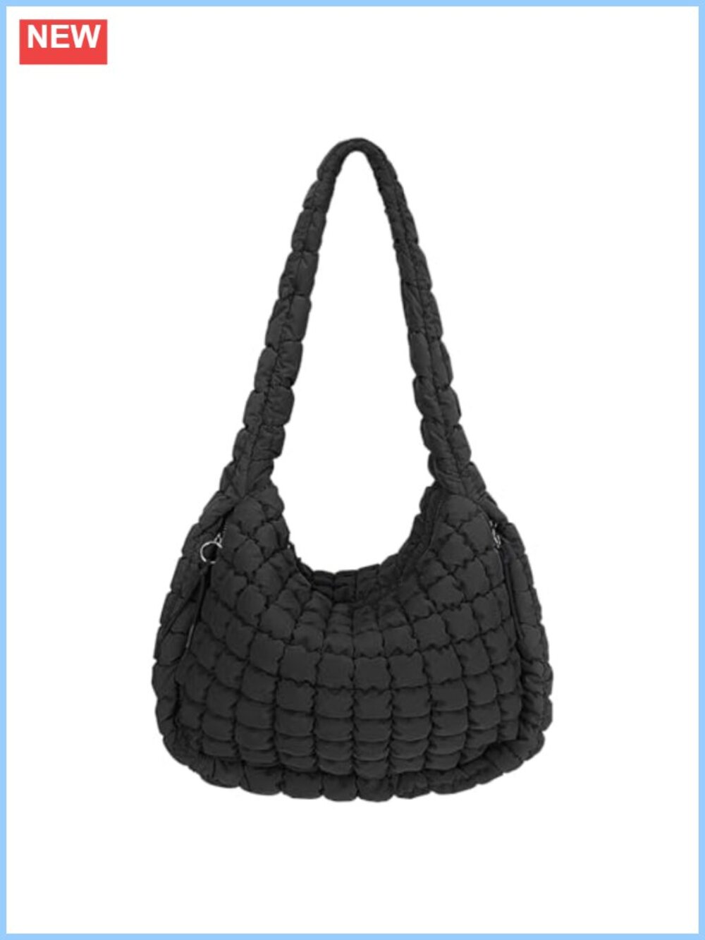 Quilted Nylon Puffer Tote Bag Large Laptop Friendly 15.6 inch Shoulder Bag